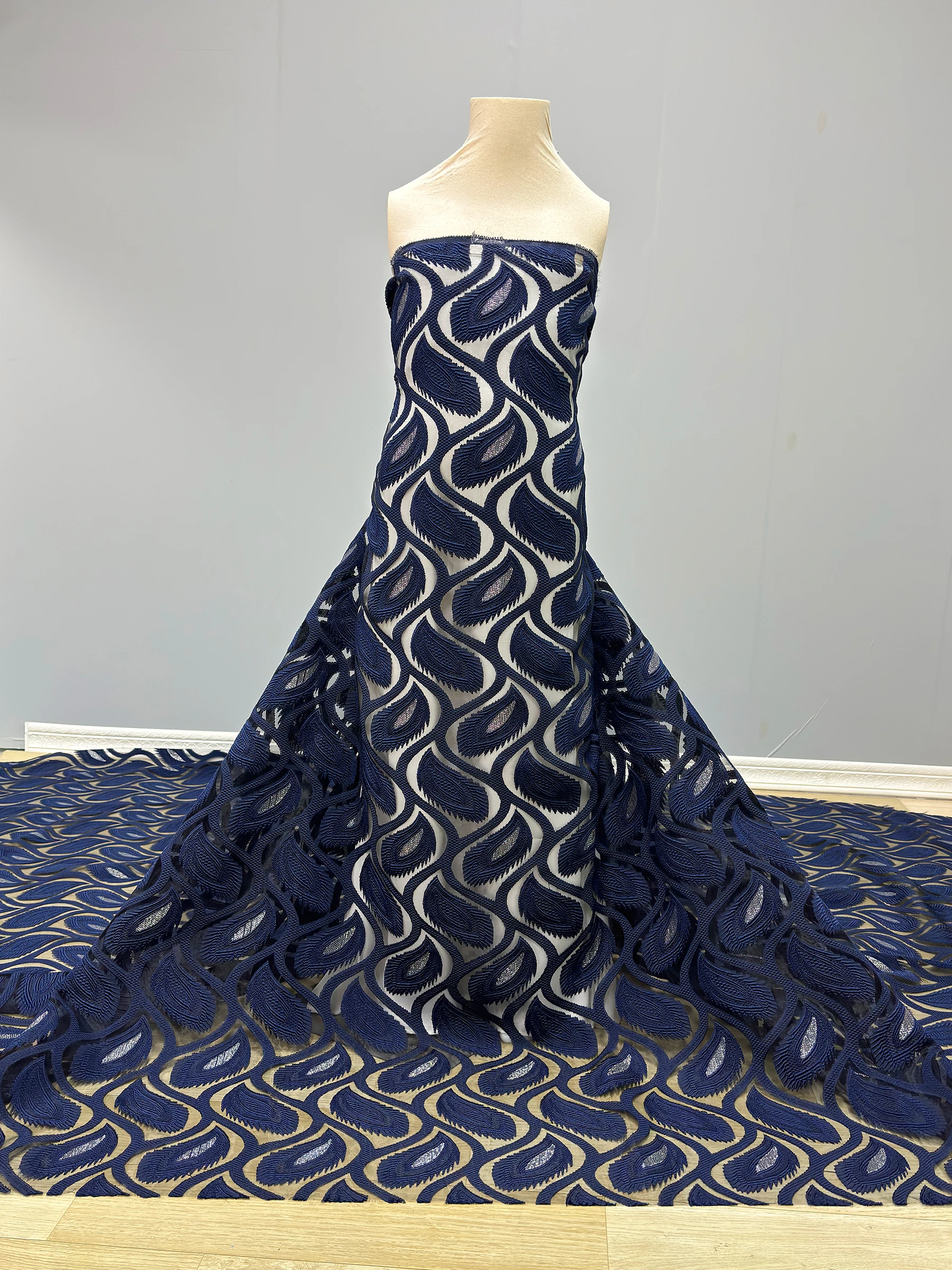 Lace fabric chiffon lace fabric African Jacqurad Lace Organza Fabric for Evening Prom Women Dresses