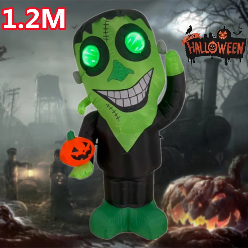 1.2M/1.8M Halloween Inflatable Green Eyed Alien And Skeleton little devil Party Built-in LED Lights Courtyard Decorate Props