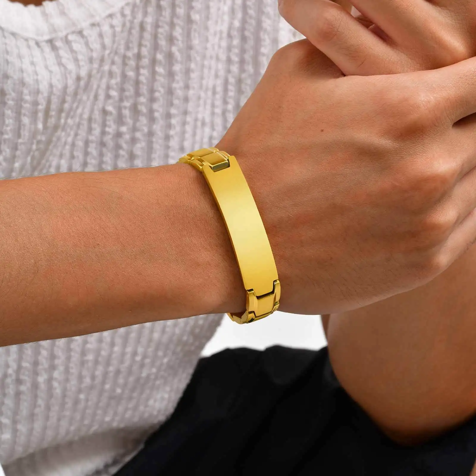 Custom Men's Strap Chain Bracelet,Stainless Steel Watch Chain Wristband,Luxury Jewelry Gift for Husband Dad Son