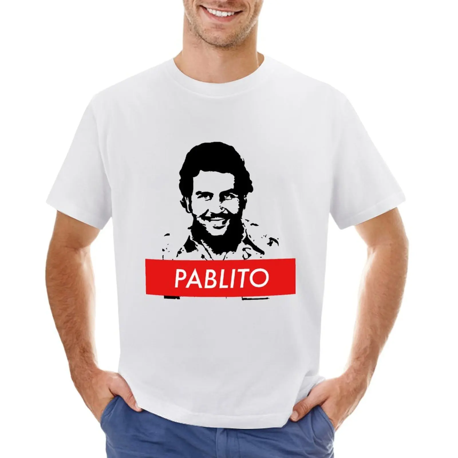 

PABLO ESCOBAR mugshot T-shirt cute tops korean fashion shirts graphic tees animal prinfor boys Men's cotton t-shirt