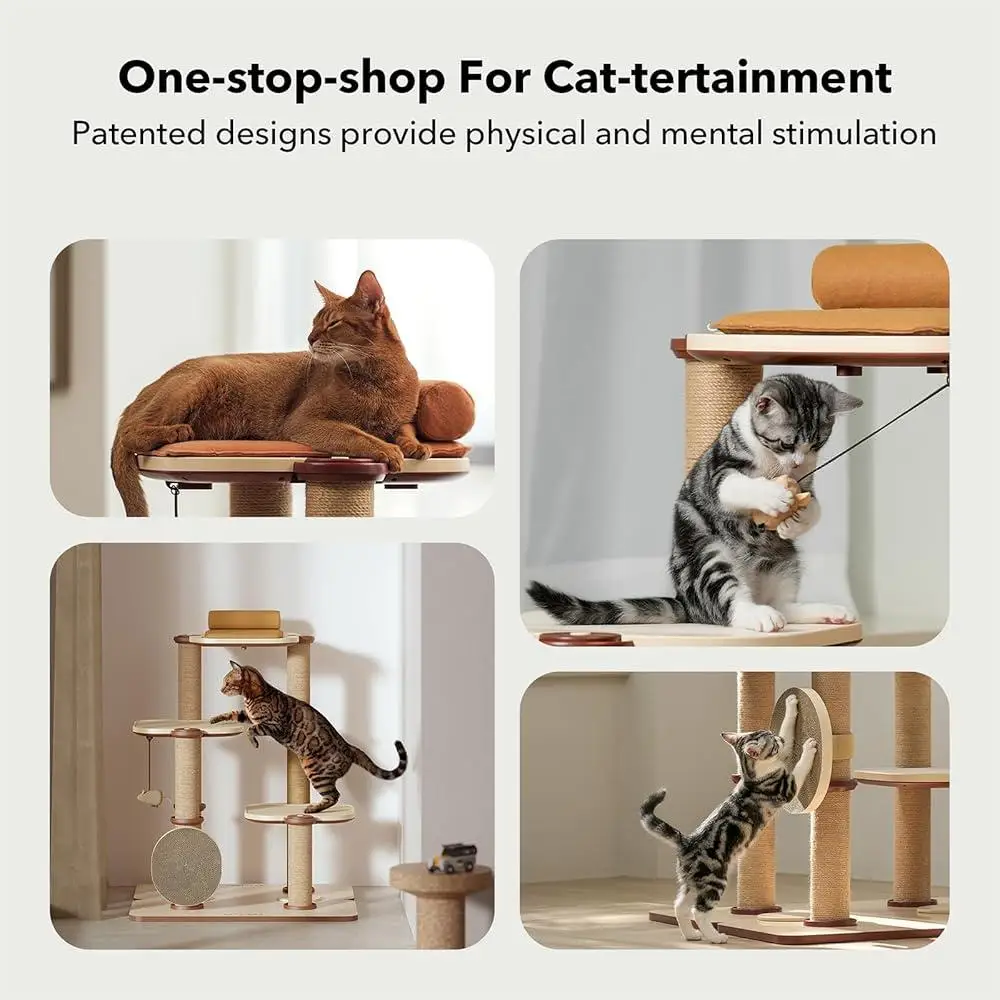 Infinity Cat Tree Modular Design Indoor Cat Tower Bed Toy Sisal Scratching Posts Quick Setup Sturdy Eco-Friendly Durable