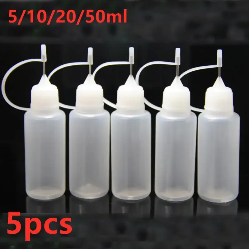 5ml 10ml 20ml 50ml PE Plastic Squeezable Tip Applicator Bottle Refillable Dropper With Needle Tip Caps For Glue 5pcs Refillable Bottles Glue Applicator Bottle Plastic Storage Bottle