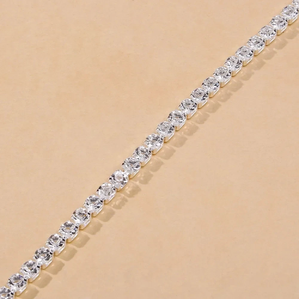 Ankle Chains Silver Ankle Bracelet Beads Anklet Fashion Accessories Cubic Zirconia Anklet Bech Simple Rhinestone Tennis Anklet Chain Foot for Women Summer Accessories Gifts Ins Fashion Leg Chain Ankle Bracelet Jewelry