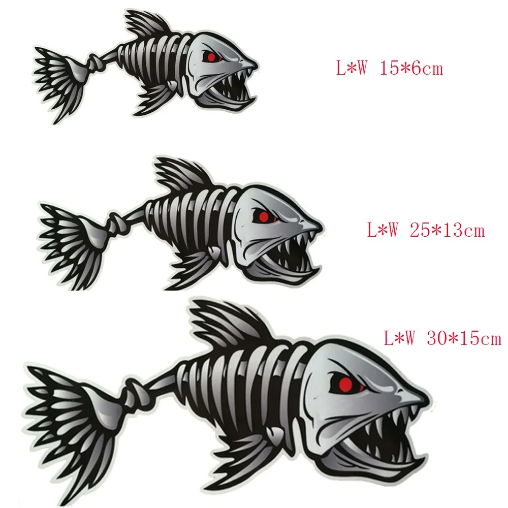 Boat Sticker 2 Pieces/set Scary Fish Skeleton Kayak Canoe Dinghy Marine Car Truck Waterproof