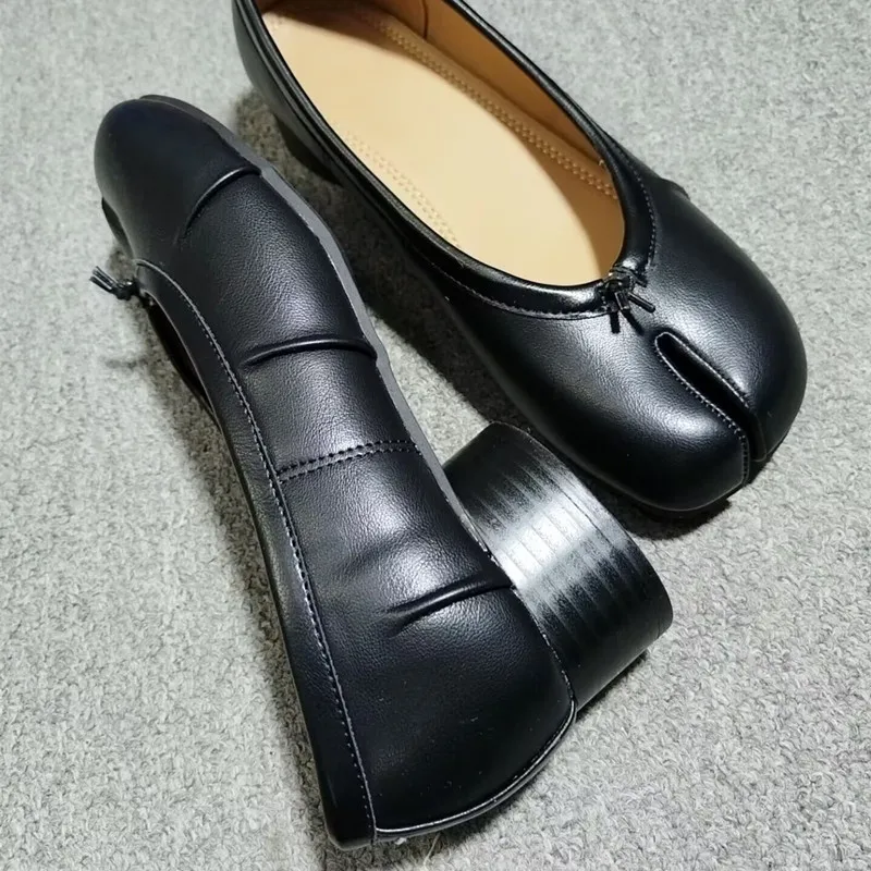 Women's Casual Shoes Spring Summer Microfiber Leather Split Toe Pumps Loafers Low Heeled