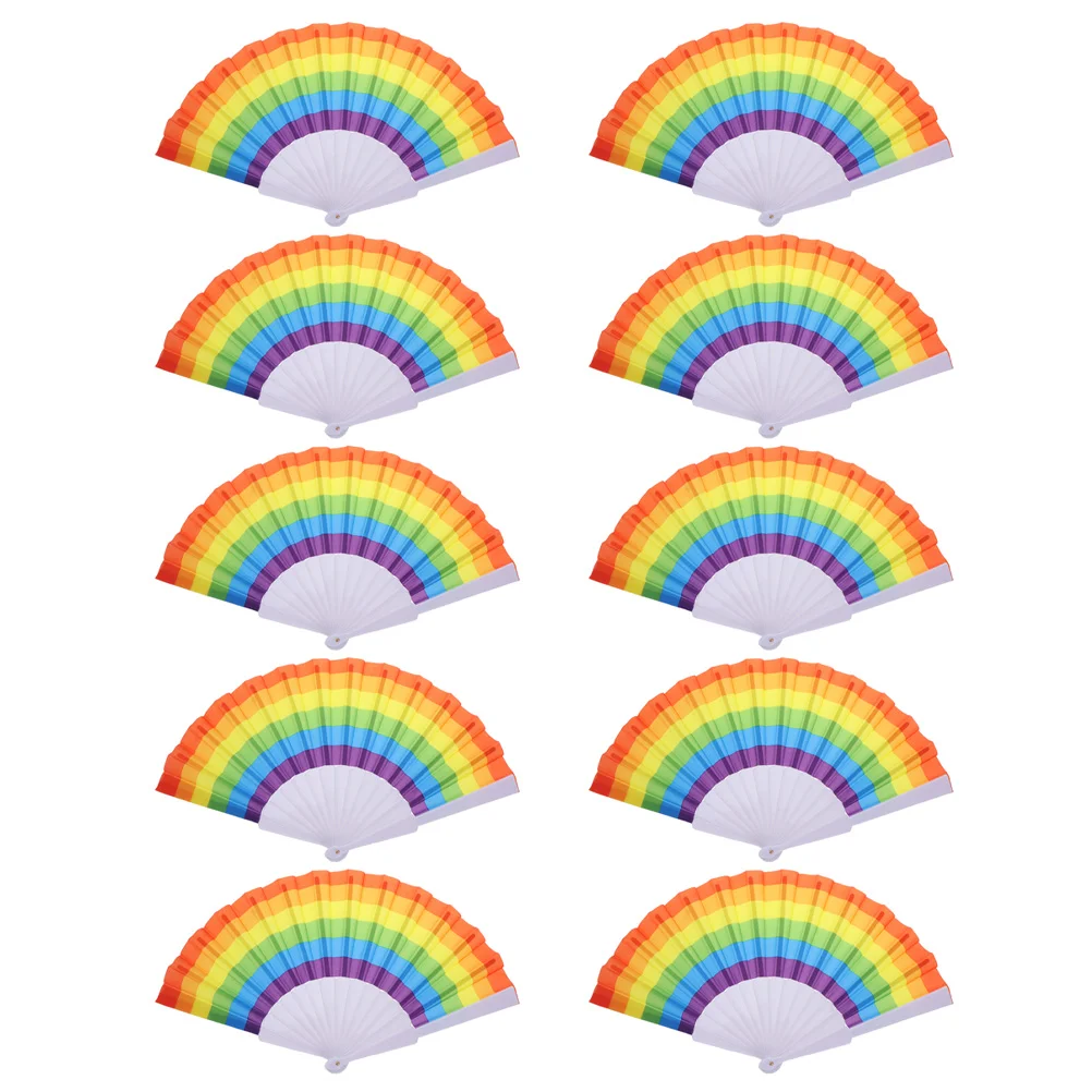 

Durable Folding Fans Rainbow Color Design Fans Creative Folding Fans Rainbow Folding Fan