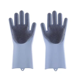 Pet Grooming & Hair Removal Silicone Cleaning Glove (Grey)