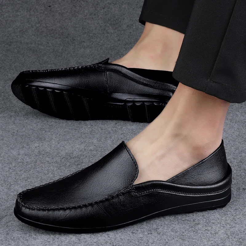 

Brand Slip-On Genuine Leather Loafers Men Casual Shoes Designer Spring Summer Mocasines Hombre Driving Loafer Lofer Loffers