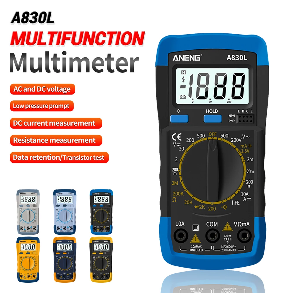 

Digital Multimeter 1999 Counts Battery Operated DC AC Voltmeter Ohm Meter Tester for Voltage Current Resistance Diode Continuity