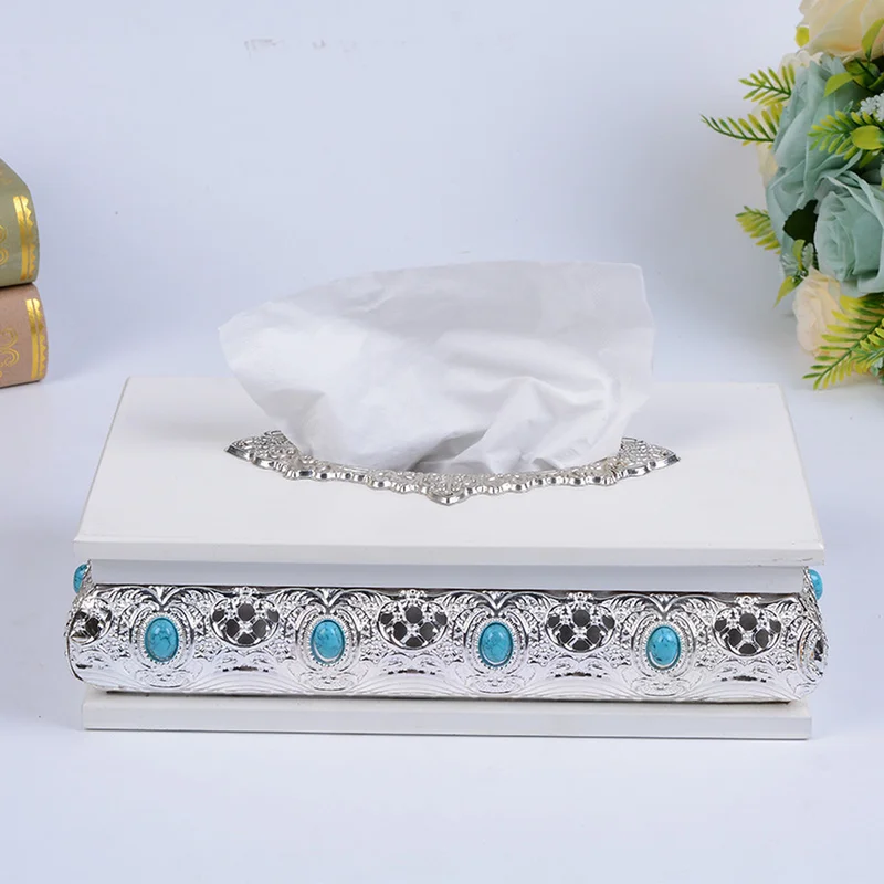 A1 High-grade silver gold tissue box metal paper tray napkin storage box car tissue box holder wx11081134 3