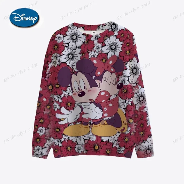thumbnail image 1 of Sudadera con capucha de Mickey Mouse de Disney, Mickey Minnie, 3D, linda, kawaii, Y2K, para mujer, cuello redondo, manga larga, suéter para mujer, 1 of 5