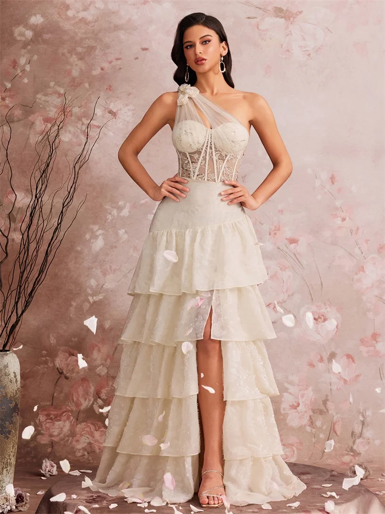 فستان سهرة فاخر بتصميم كتف مائل وتطريز ترتر، فستان حورية البحر أنيق طويل للحفلات والكوكتيل والمناسبات الرسمية