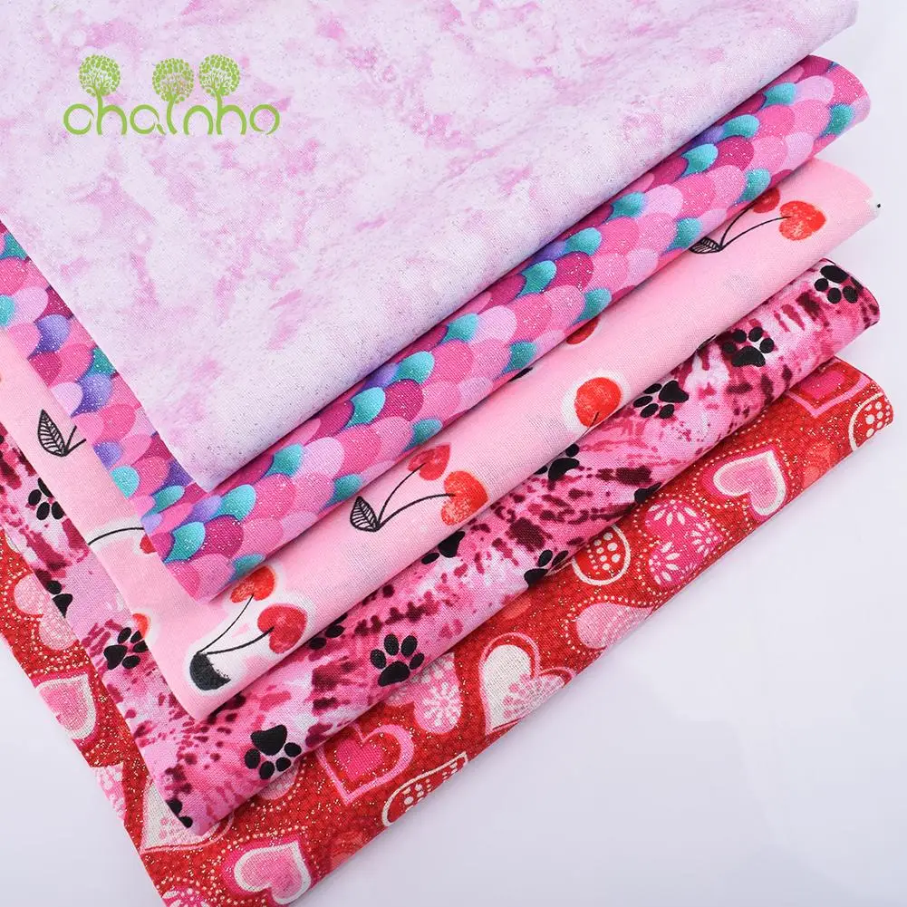 Chainho,Printed Plain Weave Cotton Fabric,Handmade DIY Quilting Sewing Material,Patchwork Cloth,Bronzing Series,20x25cm,15CD59