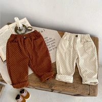 New autumn baby clothing, 0-3 year old baby girls dot printed corduroy loose casual pants 3
