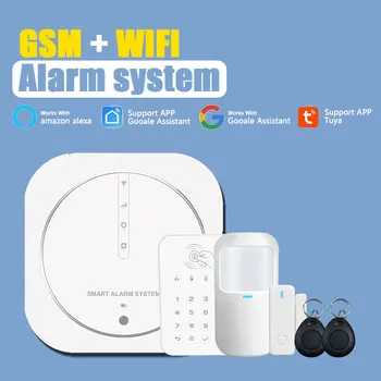 Tuya Google Wifi Smart Home Wireless GSM Alarm System Security Tuch With 433MHz Detector Motion Sensor Siren Supports 1