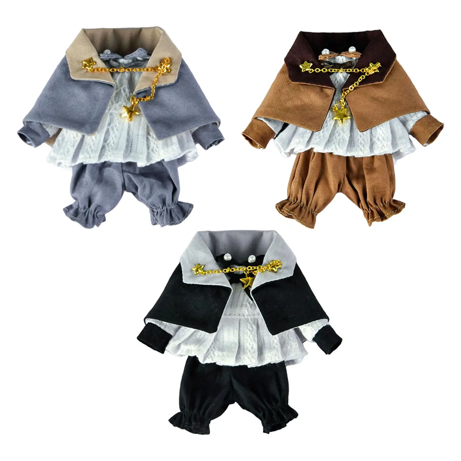 Doll Clothes Retro Doll Cape Top and Pants Set 1/12 Scale Baby Doll Dress up