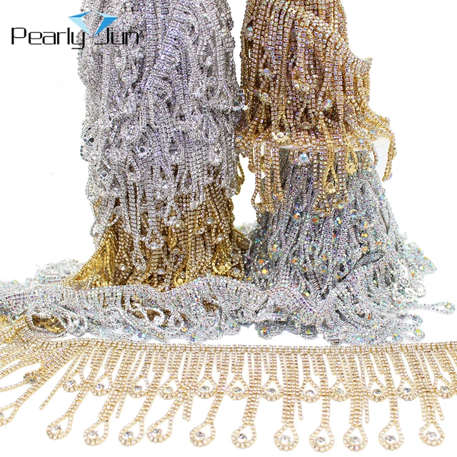 5yards/lot Sell Well Long fringe rhinestone trim silver Drop pendant tassel  crystal decorative metal chain clothing accessories - AliExpress