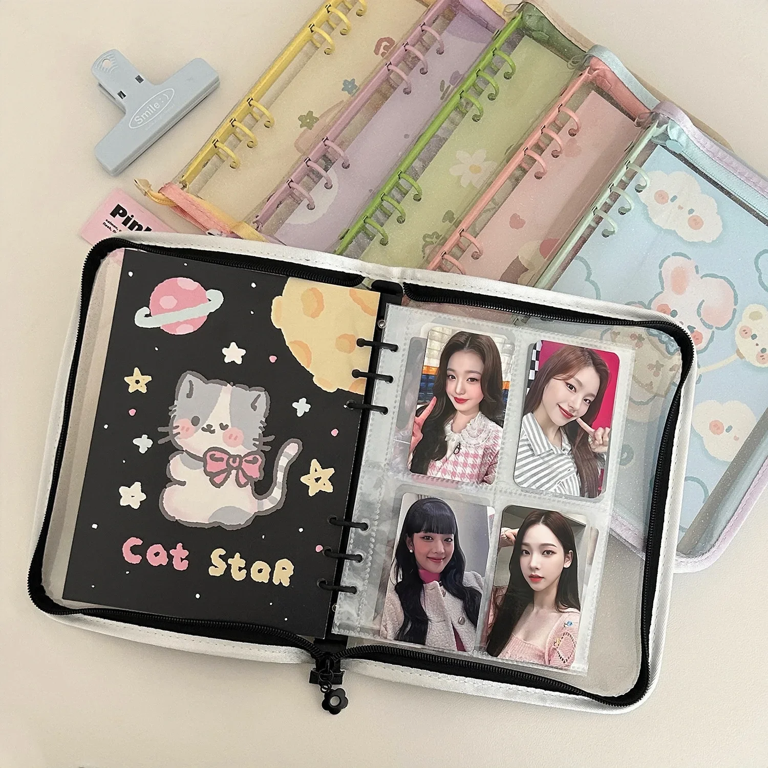 A5 Color Block Zipper Binder for Photocards and Postcards Organizer