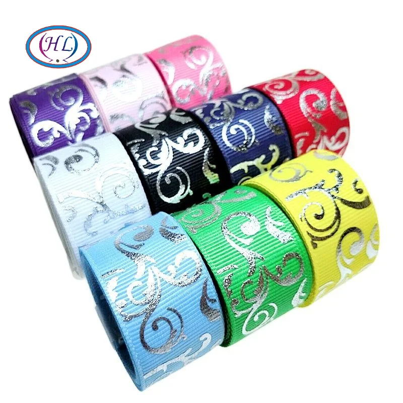 HL 5/10/50 Yards 25mm Hot Stamping Grosgrain Ribbons Wedding Party Christmas Decorations DIY Sewing Crafts For Gift Packing Belt ribbon decoration,ribbon supplies,wrapping ribbon,grosgrain ribbon,sewing ribbon,christmas ribbon