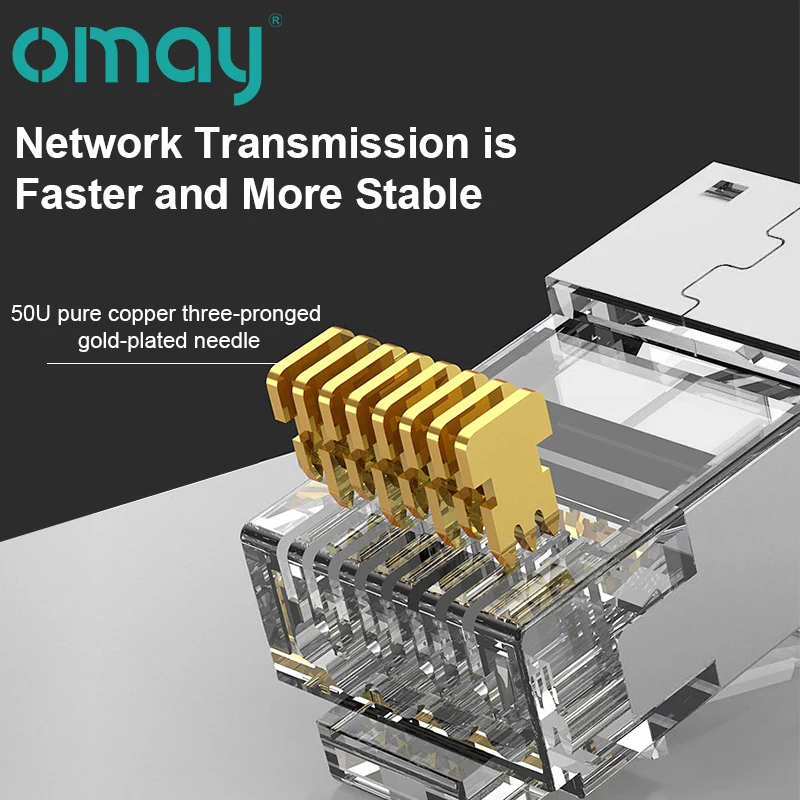 Passe Através Modular Plug Conectores de Rede Banhado a Ouro 8p8c Crimp End para Cabo Ethernet Cat6 Cat7 Cat5e Rj45 Utp 50 ° c - Imagem 5