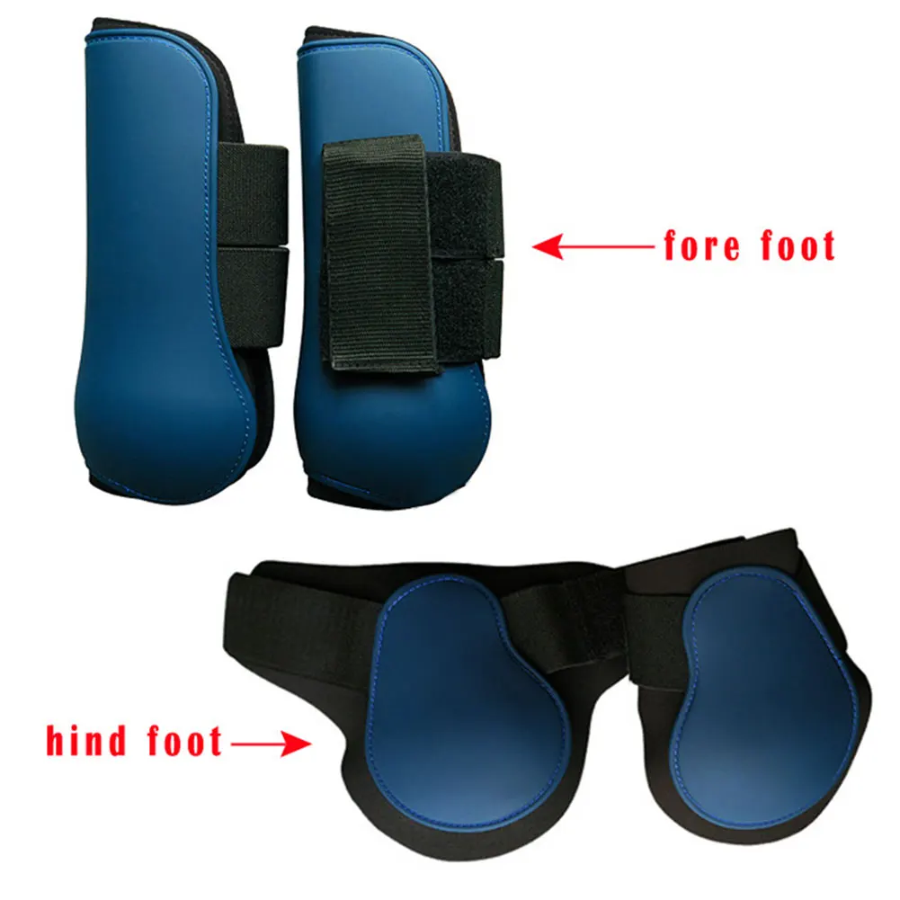 4pcs Jumping PU Shell Sports Riding Anti Scratching Horse Leg Boots Adjustable Band Front Hind Protective Training Outdoor 4