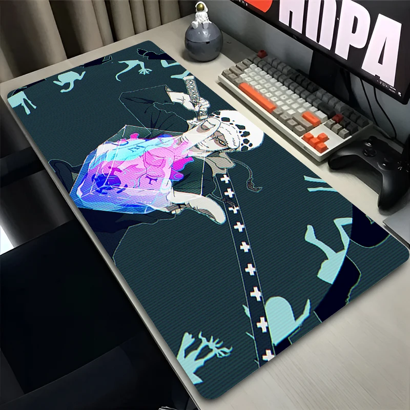 XXL Gaming Accessories Gamer Keyboard Desk Mat O-one P-piece Trafalgar D Water Law Non-Slip Laptop Mousepad 900X400 Mouse Mats 4