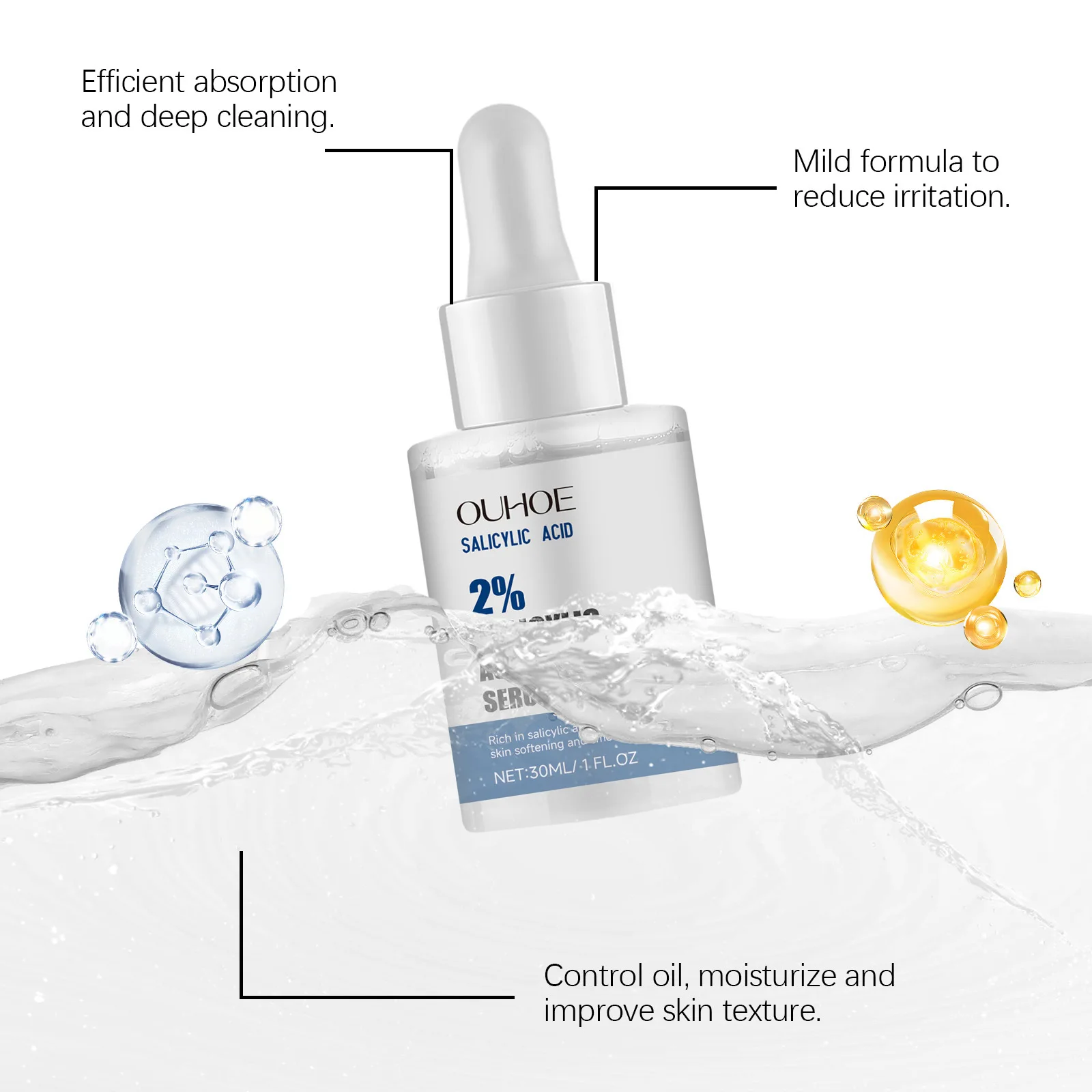 Salicylic Acid Serum Anti Acne Reduce Breakouts Fading Blemishes Shrink Pores Smoothing Repairing Pimples Removal Facial Essence 2