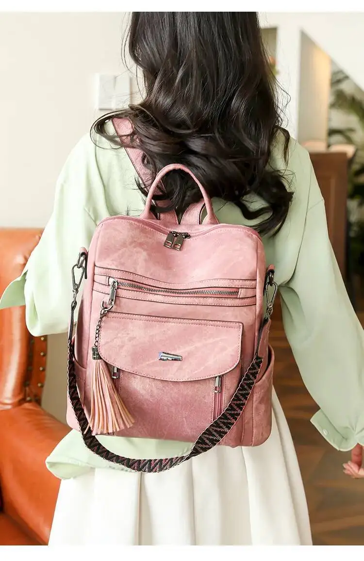 Heißer Verkauf Luxus frauen Rucksack Multifunktionale Schichten Doppel Schulter Taschen Luxus Gute Qualität Frühling Trend PU frauen Tasche – Detail 22