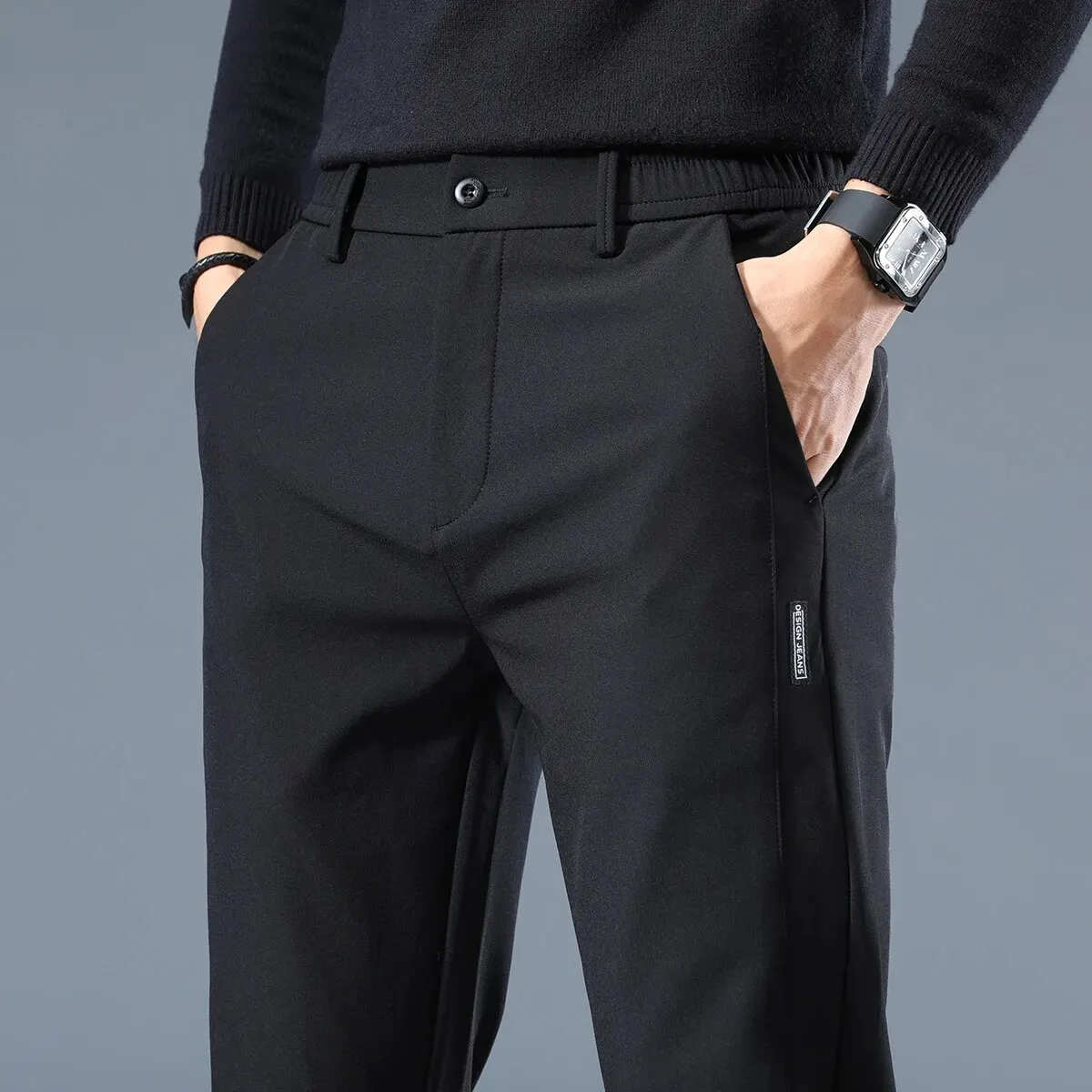 Men trousers Men's Spring Autumn Fashion Business Casual Long Pants Suit Pants Male Elastic Straight Formal Trousers 1063