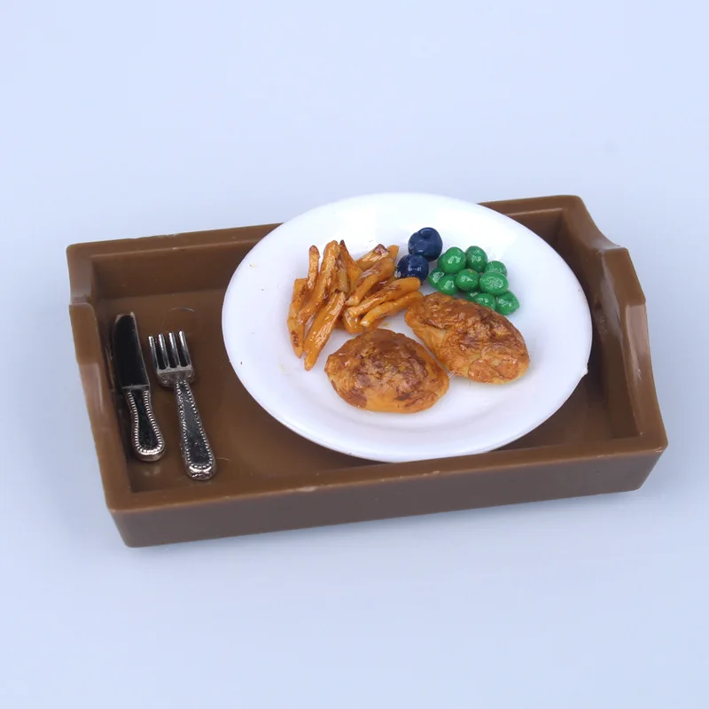

5Pcs 1/12 Dollhouse Mini Fruit Food Tray Simulation Plastics Food Plate Doll House Kitchen Restaurant Decorations Accessories