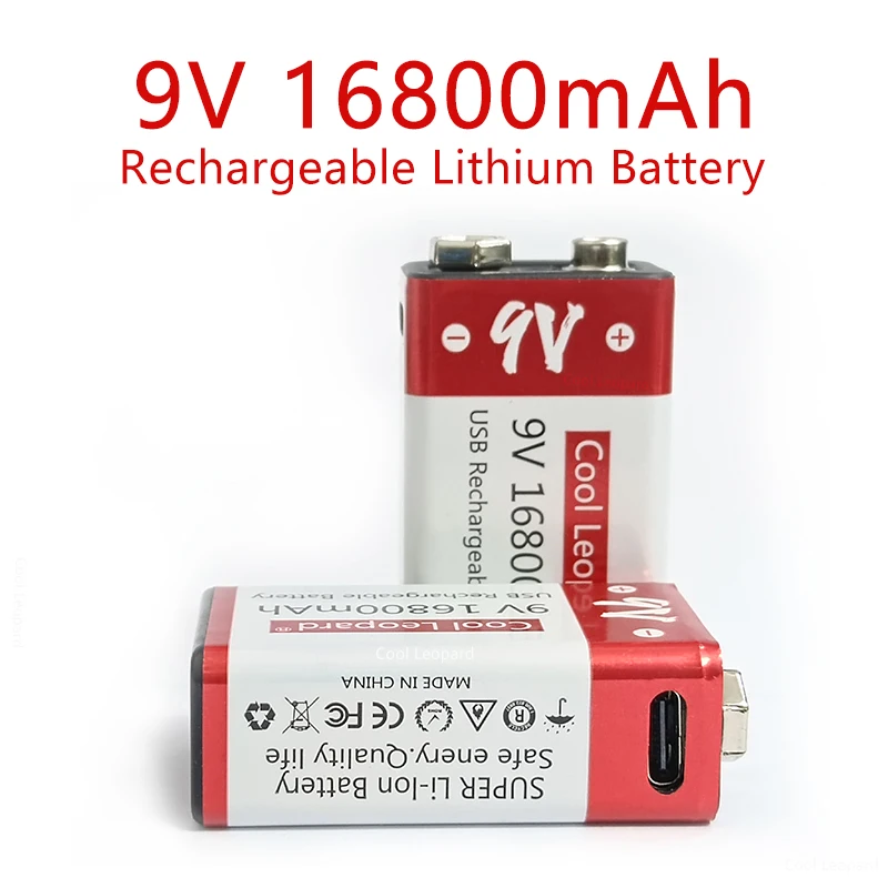 

9V 16800mah Rechargeable 6F22 USB Micro Battery 9V Used For Multimeter Toy Remote RC Helicopter Model KTV Microphone Battery