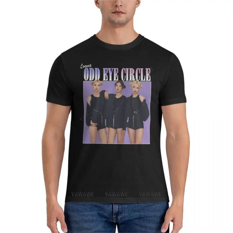 

Футболка мужская с надписью «ODD EYE CIRCLE», винтажная тенниска с надписью «Loona», цвет черный, лето