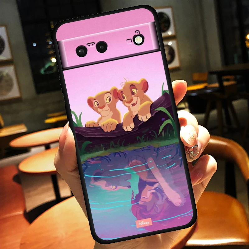 Funda Para Google Pixel 6a Oficial De Disney Simba Y Nala Silueta