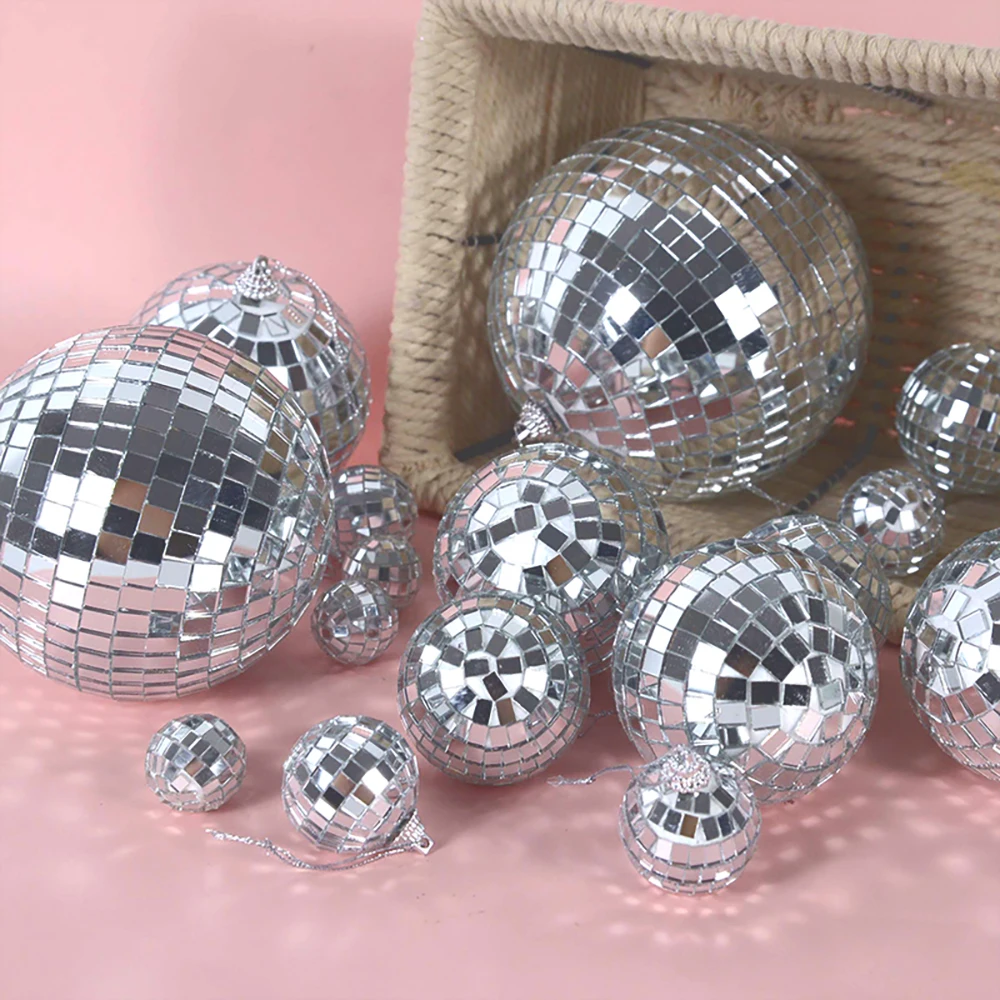Spiegel Disco Ball Dekoration 70er 80er Jahre Geburtstag Disco Party Dekor Anhänger Kuchen Topper Hochzeit hängen Ornament Tischdecke Lieferungen – Detail 4