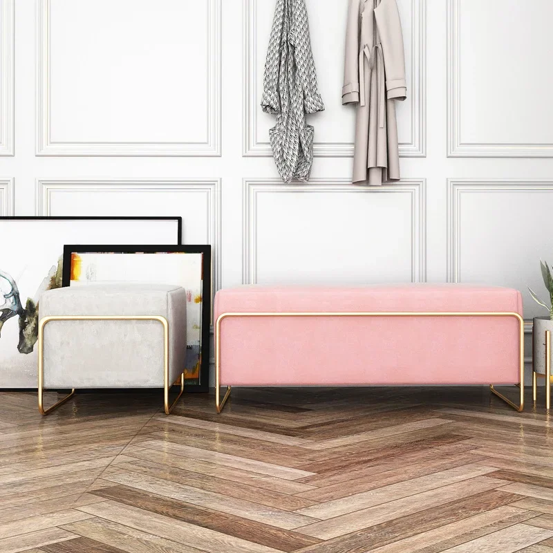 Modern Living Room Small Sofa Stools Nordic Shoe Changing Stools Flannel Home Bedroom Furniture Leisure Footstool