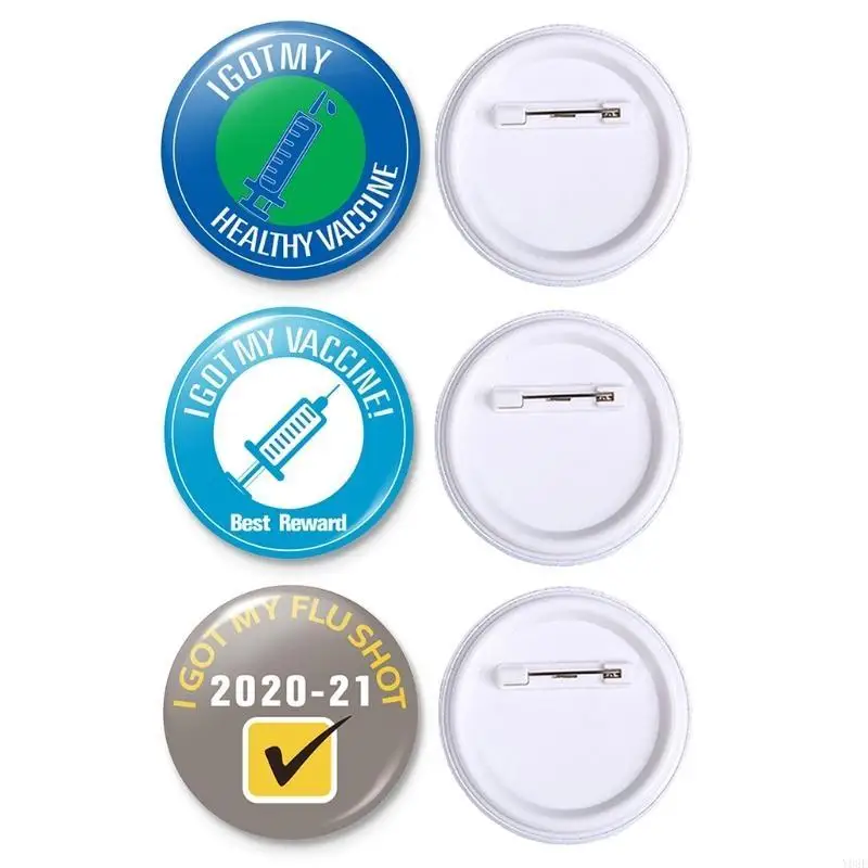 3pcs geimpfte Knopfstifte Ich bekam meine Grippeschussbuchstaben Brosche für Gesundheitsabzeichen s y08e – Detail 9