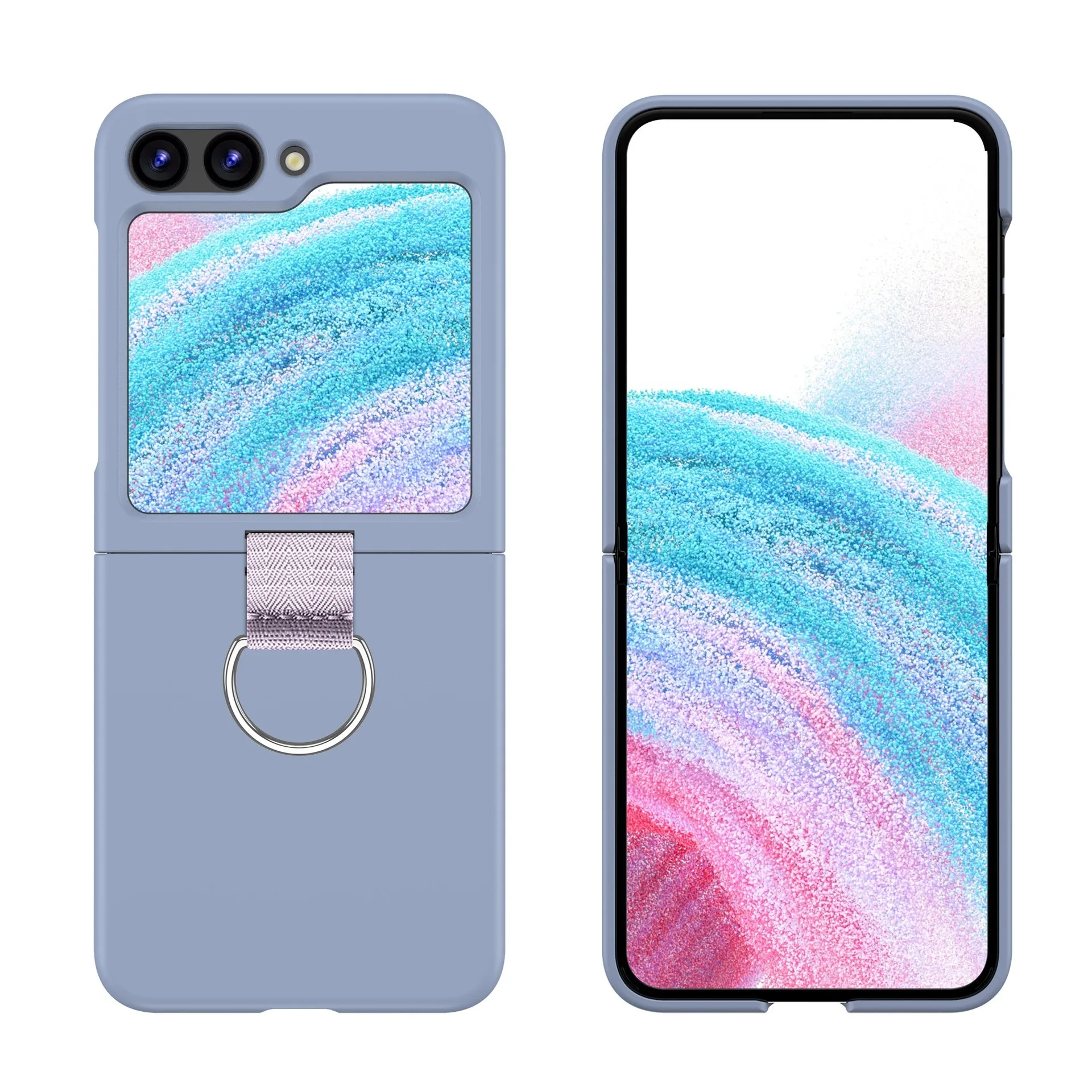 Matte Solid Color Ring Holder Shockproof Silicone Case - Korean Style