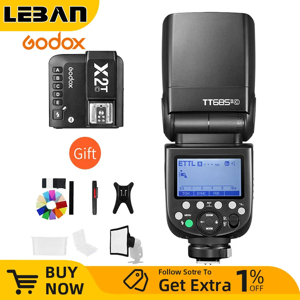 Godox TT685II TTL HSS Camera Flash Speedlite Built-in 2.4G Wireless X System for Canon Nikon Sony Fuji Olympus Camera