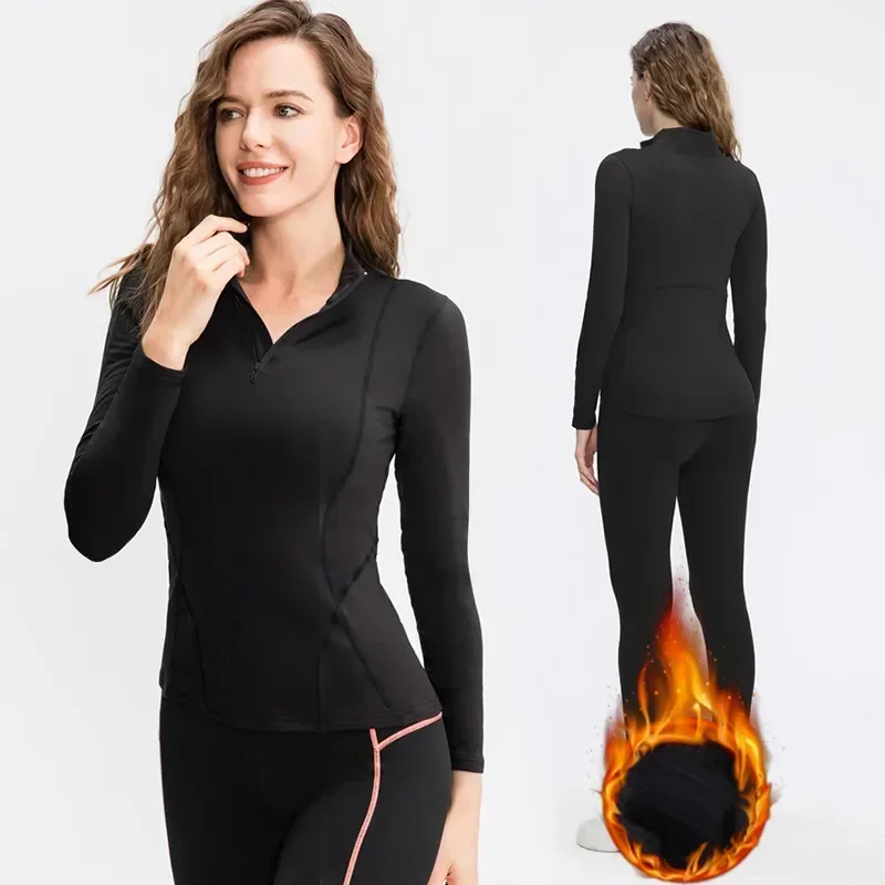 

Lingerie Women's Long Thermal Clothing Suit Home Johns Warm Winter Sleeve Piece 2 Tunic Pajamas Underwear Sets Thermo Women