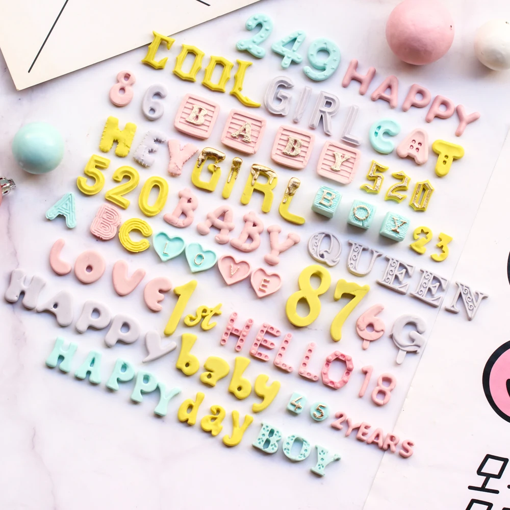 Cute Font Alphanumeric Silicone Mold Baby Birthday Candy Brand Word Card Numbers Letters Silicone 3D Fondant Mold Cake Decor cake mold cake decorating tools cake baking tools cake making tools