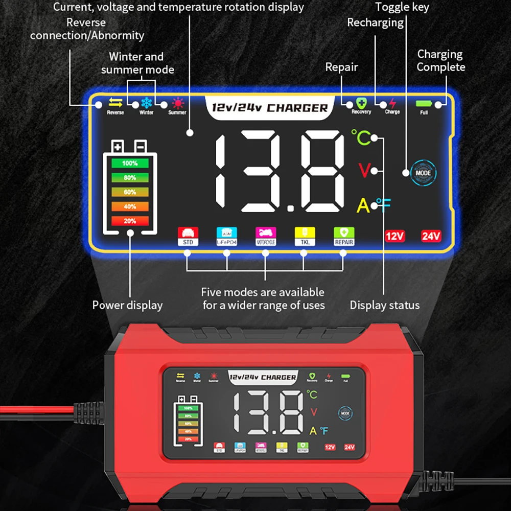 SMART CHARGER 15A 12V LEDディスプレイ付き SMART CHARGER 15A 12V LEDディスプレイ付き 12V 15A Car