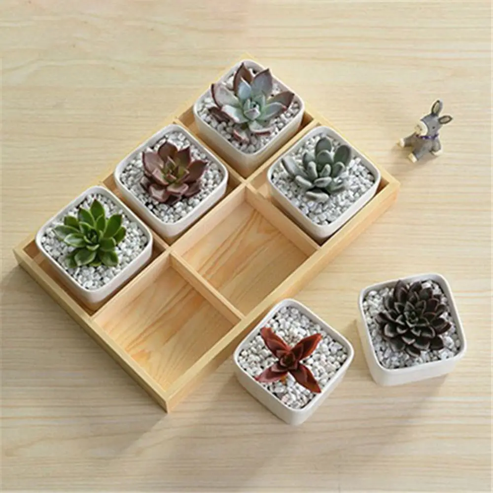 Description Picture 6 of itemMulti Grid Storage Wooden Box Flowerpot Tray Desktop Organizer Cosmetic Storage Bonsai Holder Plant Pot Stand Divided Drawer