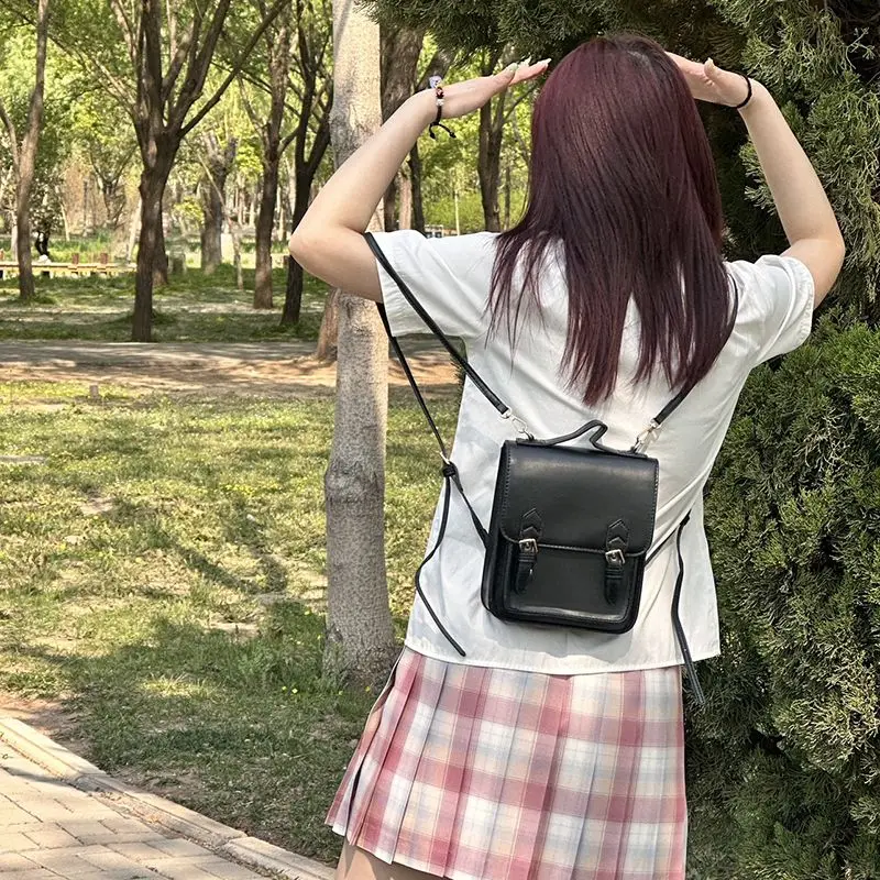 Vintage Pu Leather Handbag Preppy Style Fashion High School Students Backpacks Causal Girls Backapck