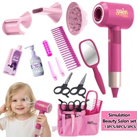 Chriyungel Kids Beauty Salon Set with Pretend Hair Dryer Role Play Beauty Makeup Toy Pretend Play Styling Tool Gifts for Girls
