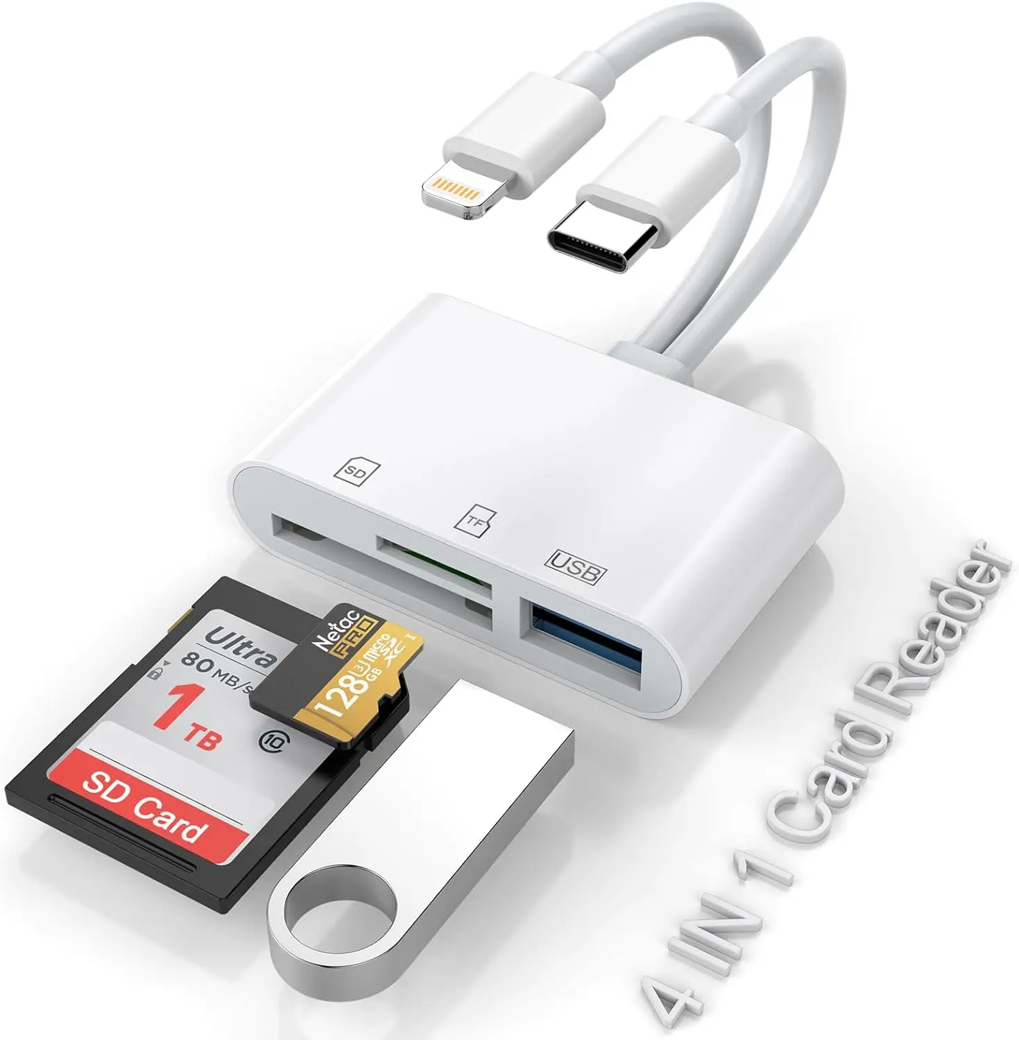 Устройство чтения SD-карт Подходит для iPhone iPad, 5-в-1 адаптер lightning-USB, устройство для просмотра SD-карт, адаптер USB 3,0 с SD/TF-картой и