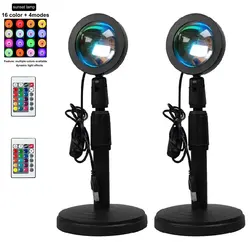Multi - Color Sunset Projection Lamp with Smart Remote Control - Mood Lighting for Room Decor and Photography (16kinds of Light2PCS)