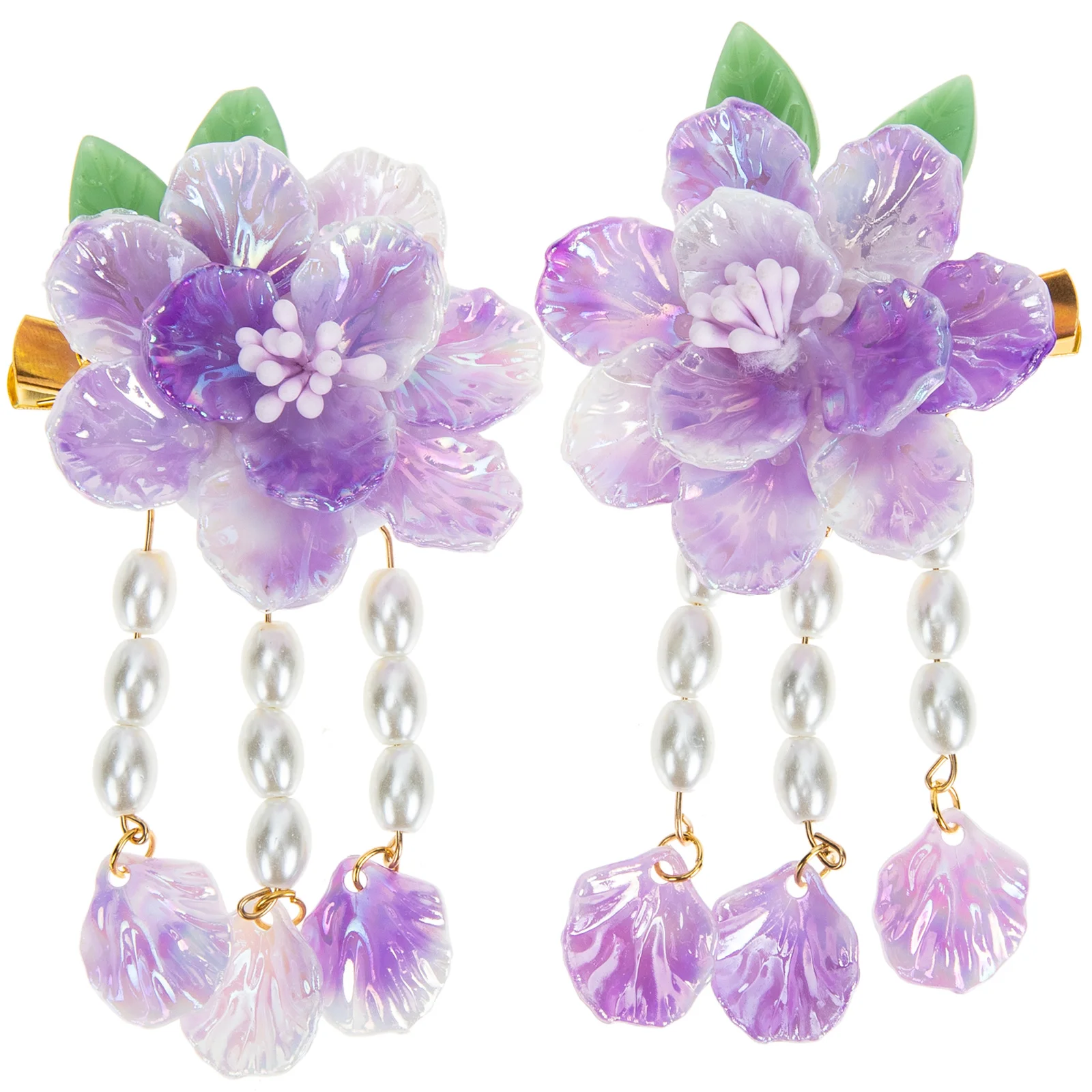 

1 Pair Camellia Hair Barrette Retro Tassel Hair Clip Delicate Hanfu Headdress