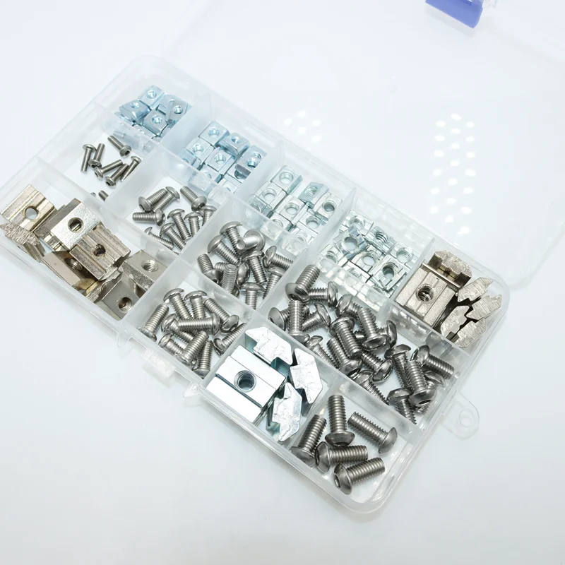 T-Slot Nut and Stainless Steel Hex Socket Screw 20/30/40 Profiles Thread Square Hammer Sliding T-Nut for 3D printer CNC Machines