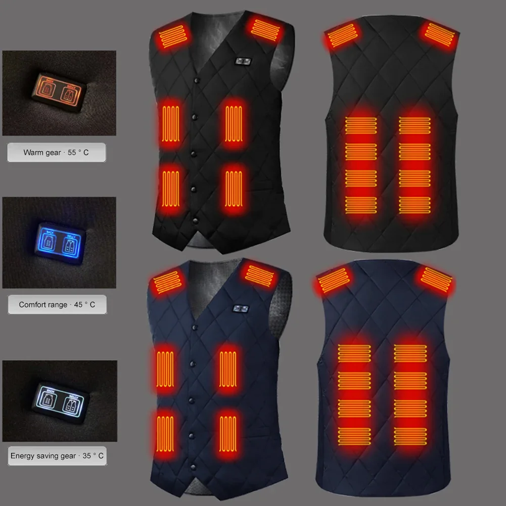 16 Areas Heated Vest USB Infrared Heating Vest Jacket Unisex Winter Electric Heated Vest Outdoor Sports Hiking Oversized M-6XL