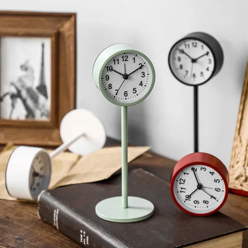 Silent Nordic Nightstand Clock Minimalist Child-Friendly Alarm Modern Bedroom Timekeeper Nursery Ornament